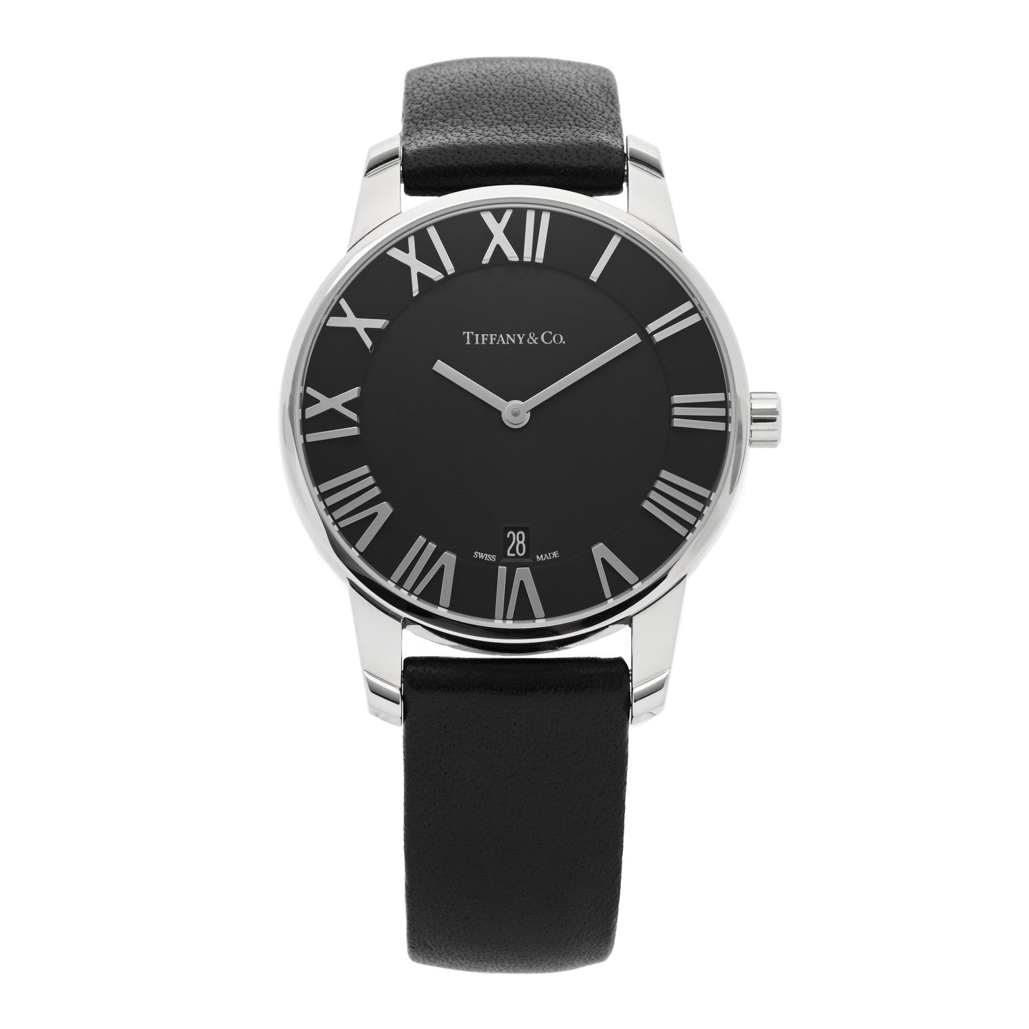 Tiffany Stainless Steel Calfskin 37mm Atlas 2-Hand Quartz Watch Black 1 of 4
