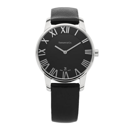 Tiffany Stainless Steel Calfskin 37mm Atlas 2-Hand Quartz Watch Black 1 of 4