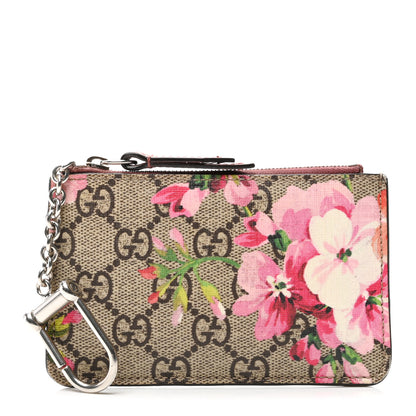 Gucci GG Supreme Monogram Blooms Key Ring Coin Case Beige Multicolor Dry Rose 1 of 6