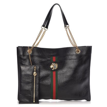 Gucci Calfskin Large Rajah Chain Tote Black 3 of 12