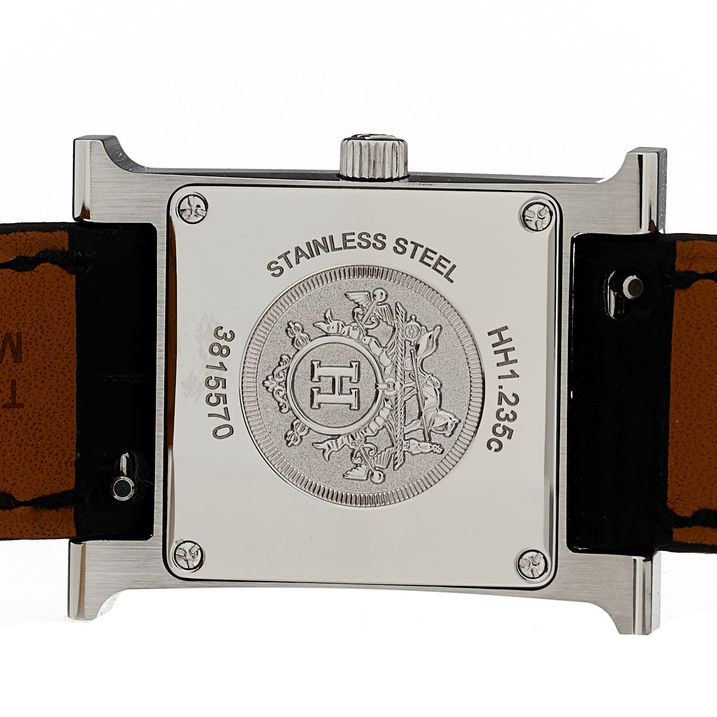Hermes Stainless Steel Alligator Diamond Bezel Black Mother of Pearl 17.2mm Heure H Hour Quartz Watch Graphite 4 of 5