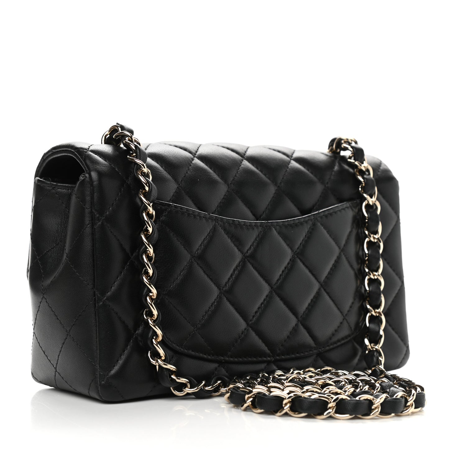 Lambskin Quilted Mini Rectangular Flap Black