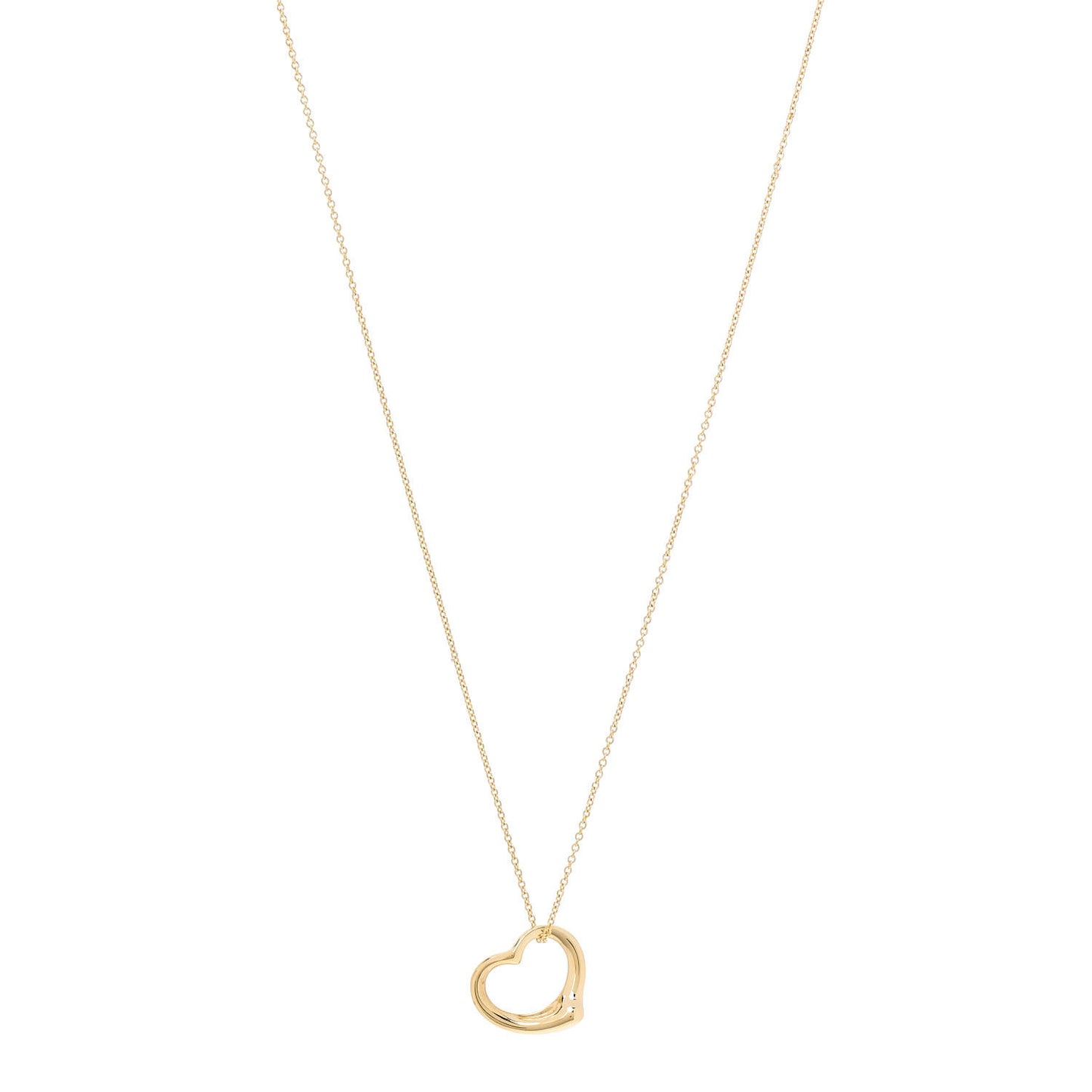 18K Yellow Gold 16mm Elsa Peretti Open Heart Pendant Necklace