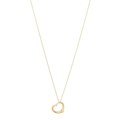 Tiffany 18K Yellow Gold 16mm Elsa Peretti Open Heart Pendant Necklace 1 of 8