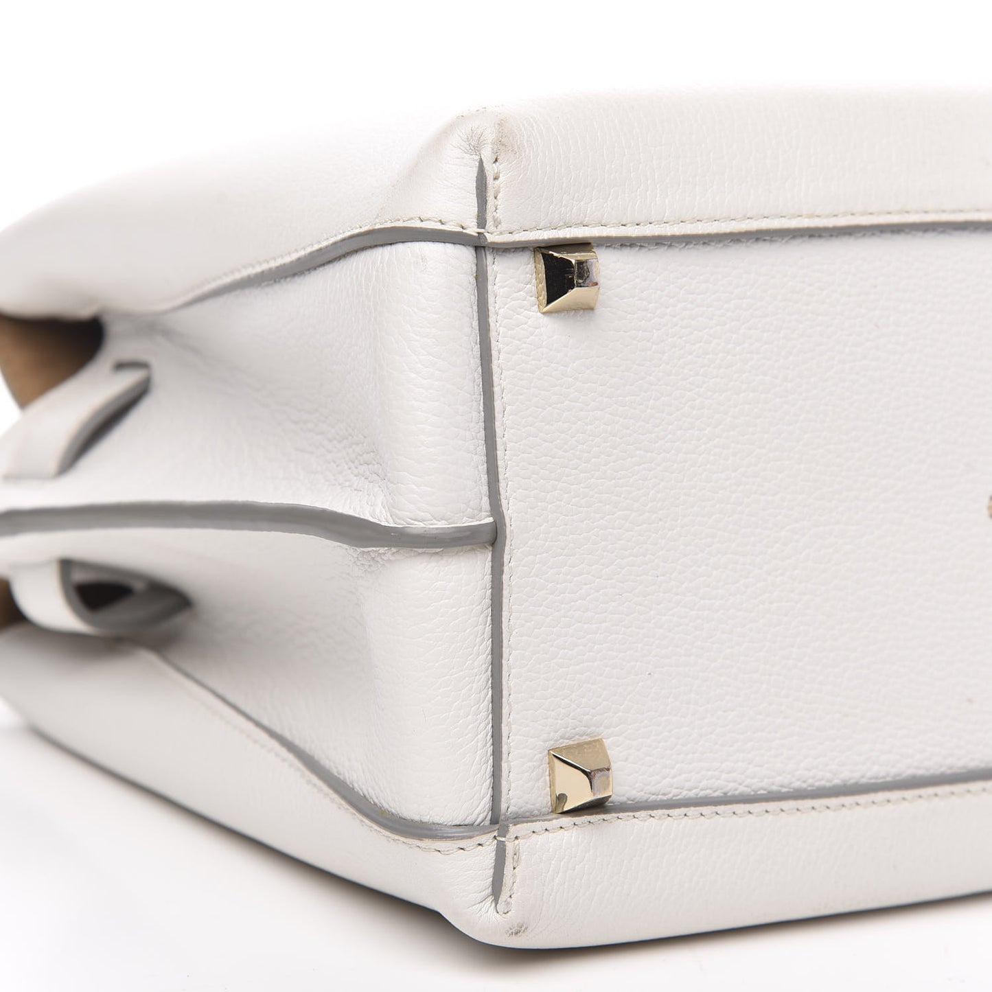 Grained Calfskin Medium Milla Tote White