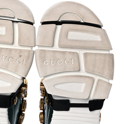 Gucci X SEGA Metallic Calfskin Removable Crystals Womens Flashtrek Sneakers 39 Lago Loess Silver 6 of 8