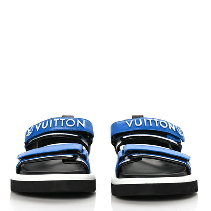 Louis Vuitton Calfskin Monogram Pool Pillow Flat Comfort Sandals 38 Blue 2 of 8