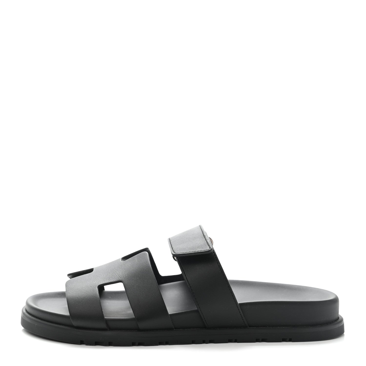 Hermes Calfskin Womens Chypre Sandals 38 Black 1 of 8