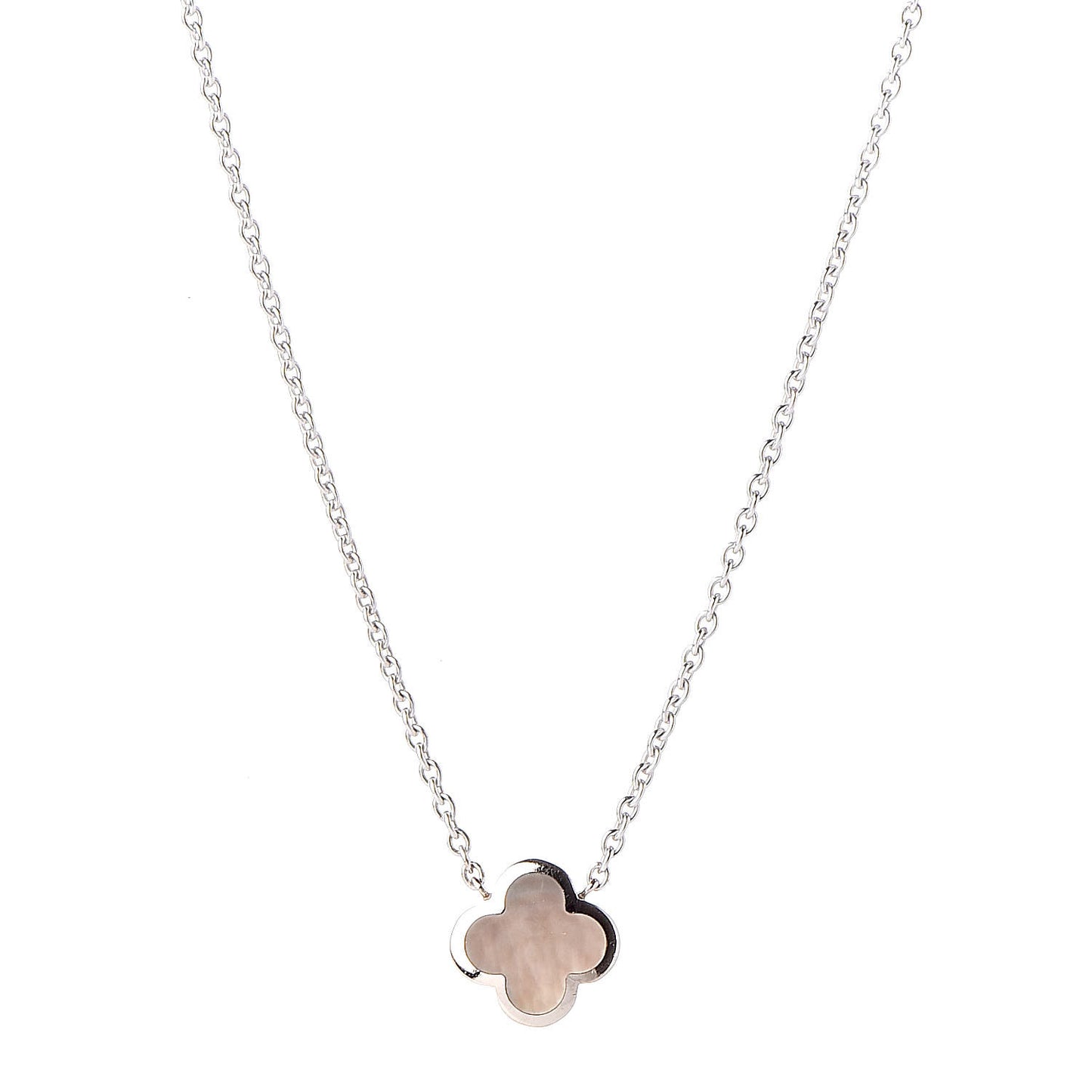 18K White Gold Gray Mother of Pearl Pure Alhambra Pendant Necklace