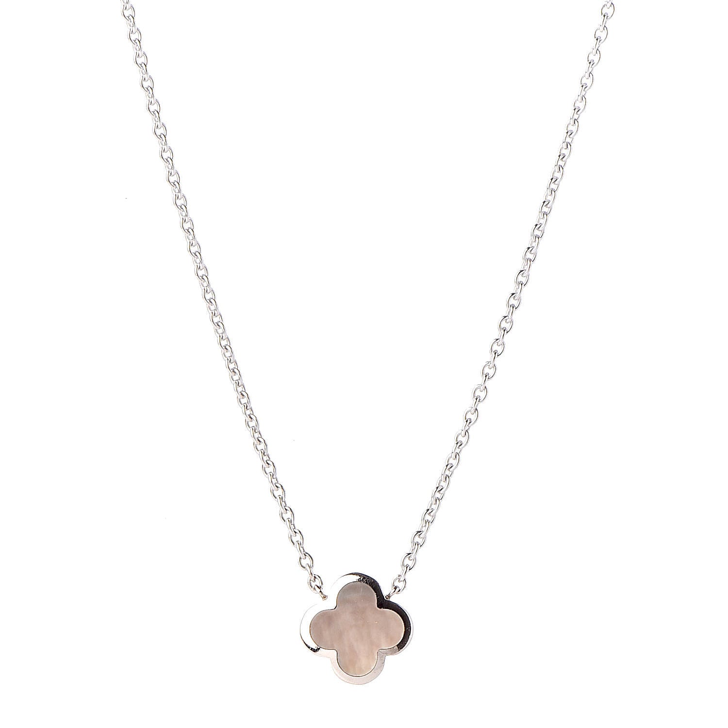 Van Cleef & Arpels 18K White Gold Gray Mother of Pearl Pure Alhambra Pendant Necklace 4 of 6