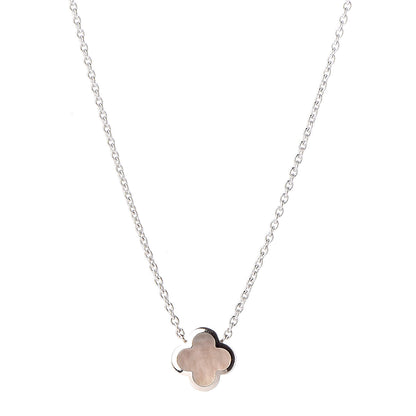 Van Cleef & Arpels 18K White Gold Gray Mother of Pearl Pure Alhambra Pendant Necklace 4 of 6