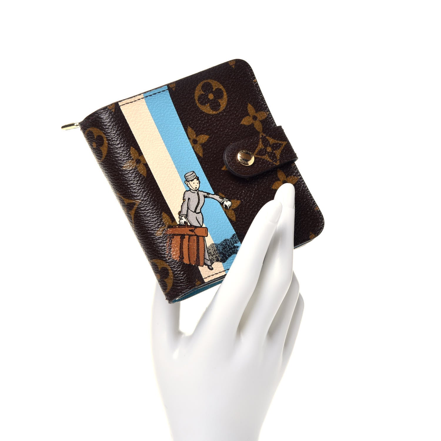 Louis Vuitton Monogram Groom Compact Zip Wallet Blue 2 of 7