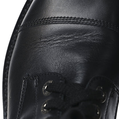 Chanel Calfskin Quilted Lace Up Combat Boots 40 Black 10 of 12