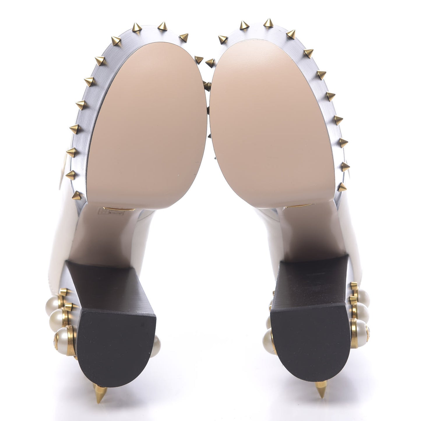 Malaga Kid Pearl Studded Spiked Vegas Platform Loafer 36 Mystic White