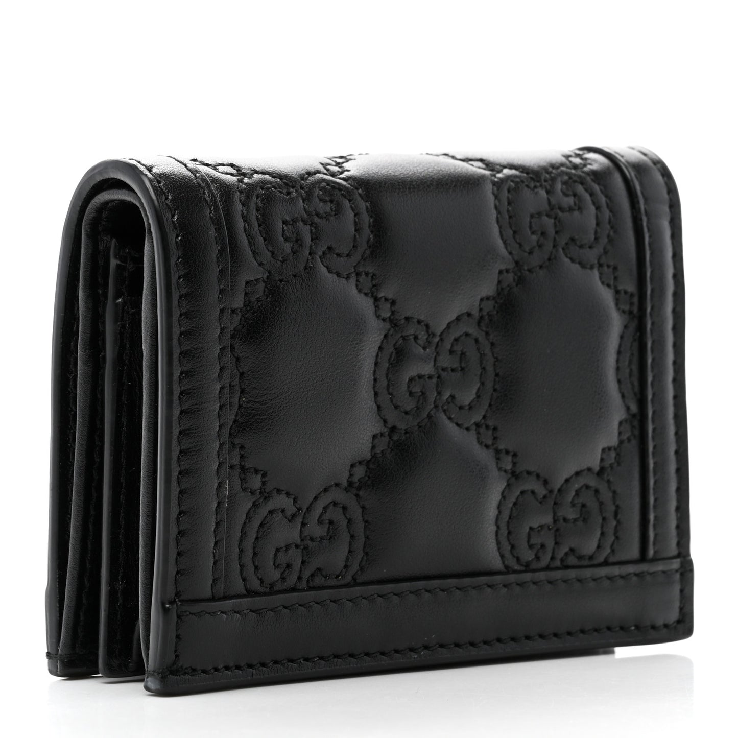 Calfskin GG Matelasse Card Case Wallet Black
