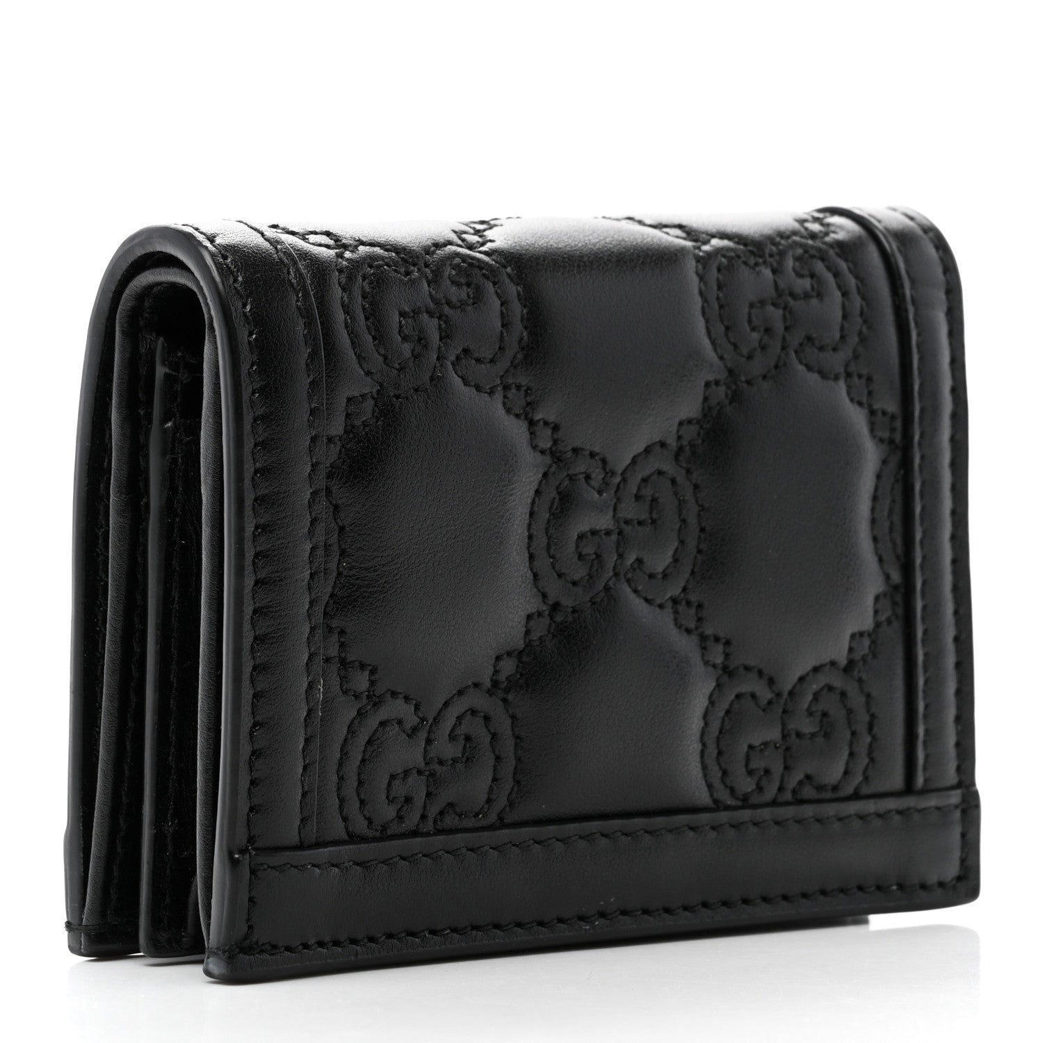 Gucci Calfskin GG Matelasse Card Case Wallet Black 3 of 10