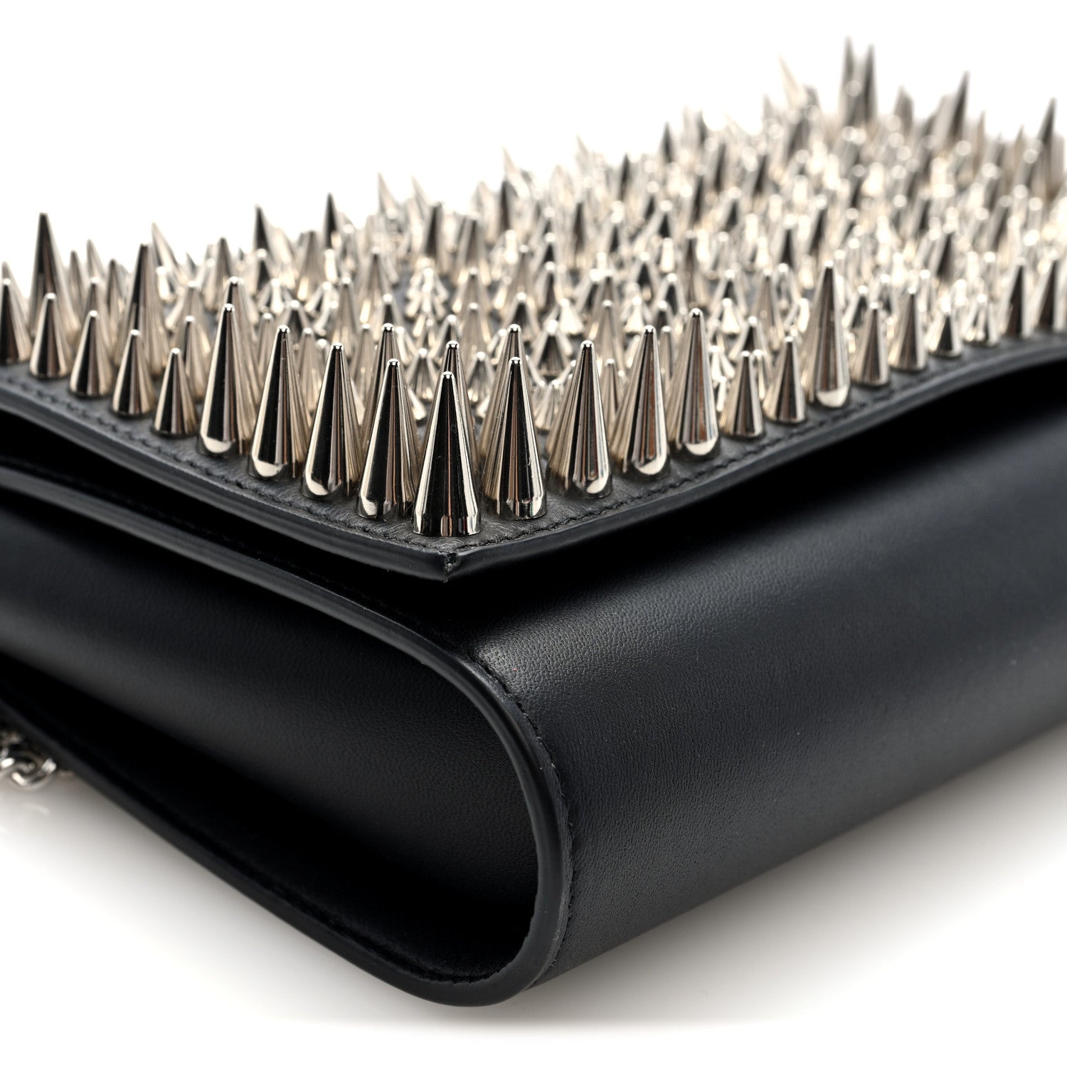 Christian Louboutin Nappa Estepic Spikes Paloma Clutch Black Silver 8 of 9