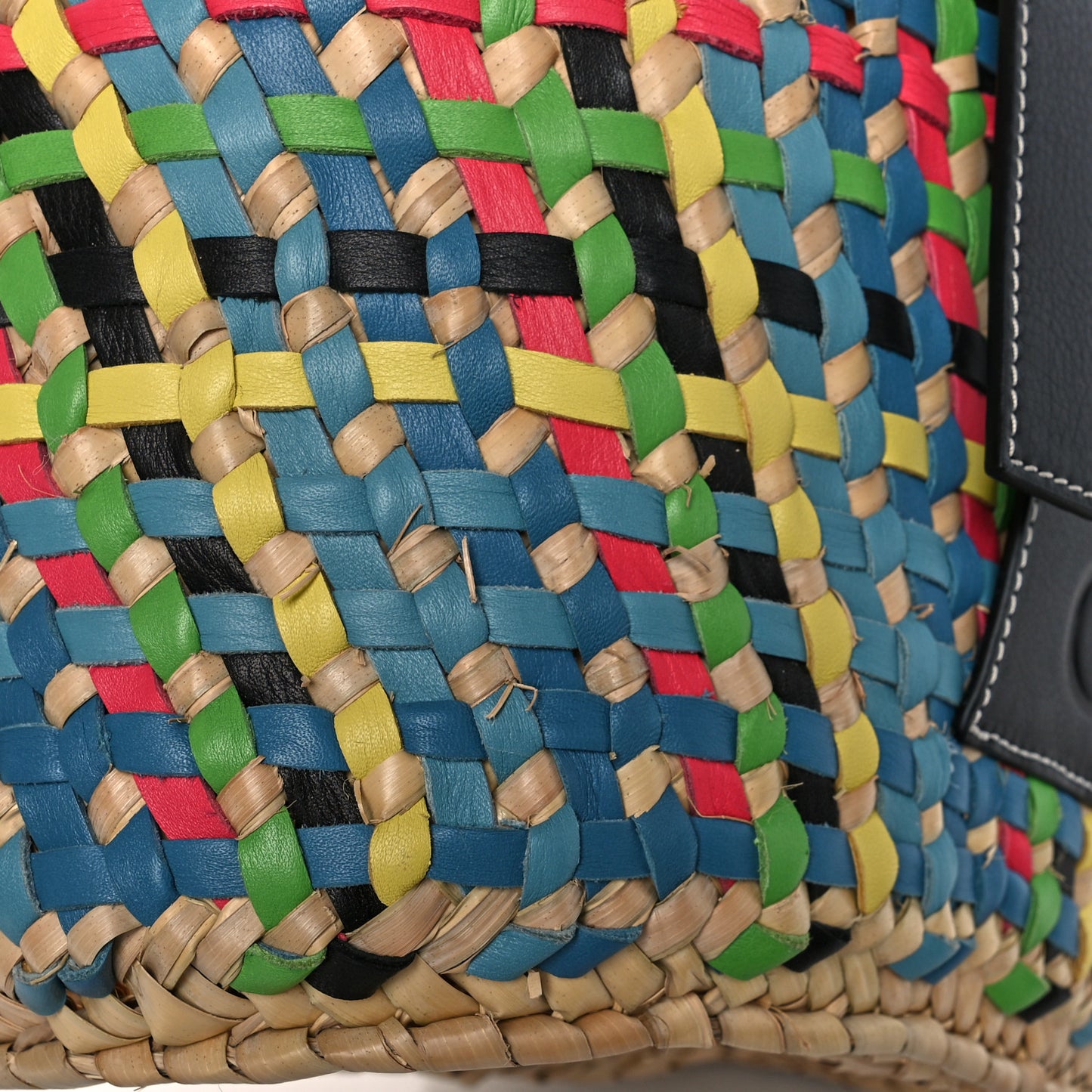 Raffia Basket Tote Bag Natural Multicolor