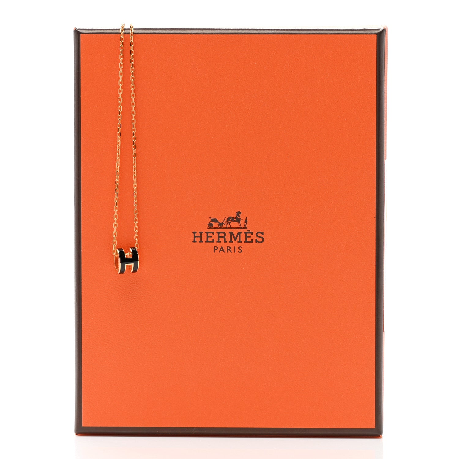 Hermes Lacquered Gold Mini Pop H Pendant Necklace Black 6 of 6