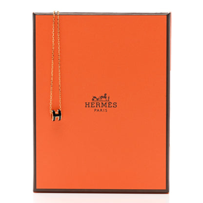 Hermes Lacquered Gold Mini Pop H Pendant Necklace Black 6 of 6