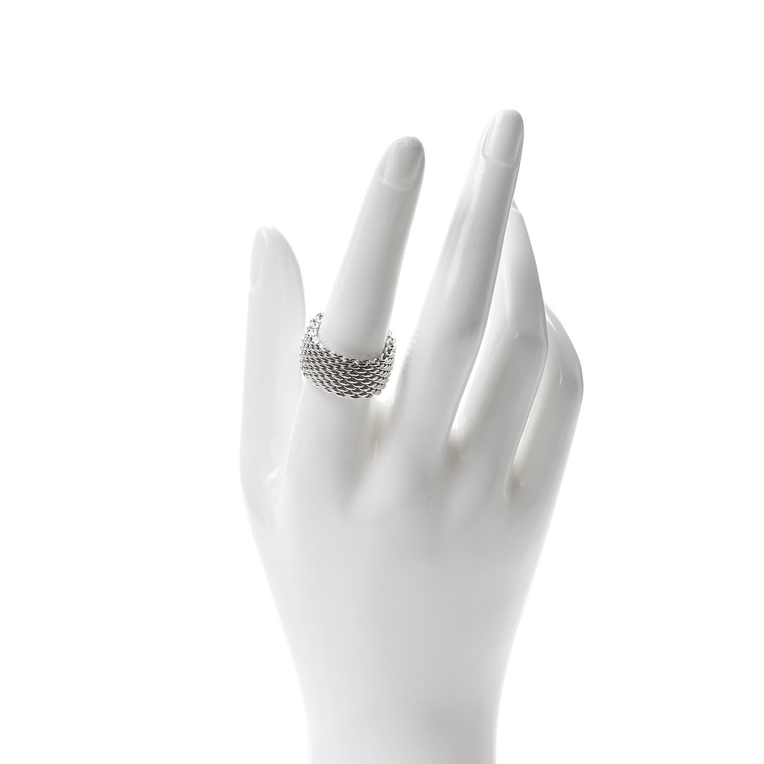 Tiffany Sterling Silver Somerset Mesh Ring 57 8 2 of 4