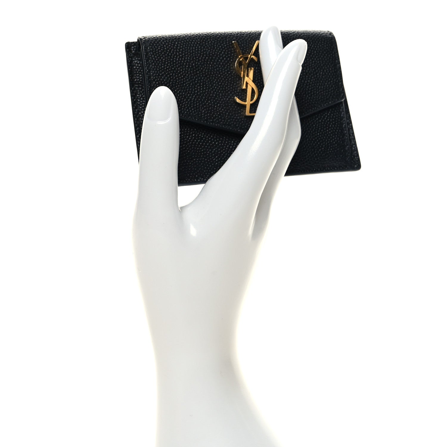 Saint Laurent Grain De Poudre Uptown Monogram Card Case Black 2 of 9