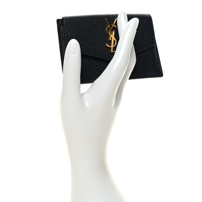Saint Laurent Grain De Poudre Uptown Monogram Card Case Black 2 of 9