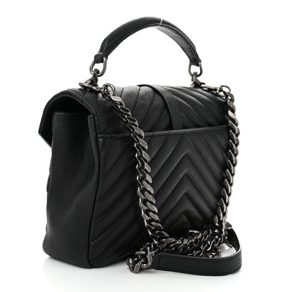 Saint Laurent Sheepskin Matelasse Chevron Monogram Medium College Bag Black 3 of 10