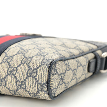 Gucci GG Supreme Monogram Textured Dollar Calfskin Web Small Ophidia Messenger Bag Beige Blue 10 of 12