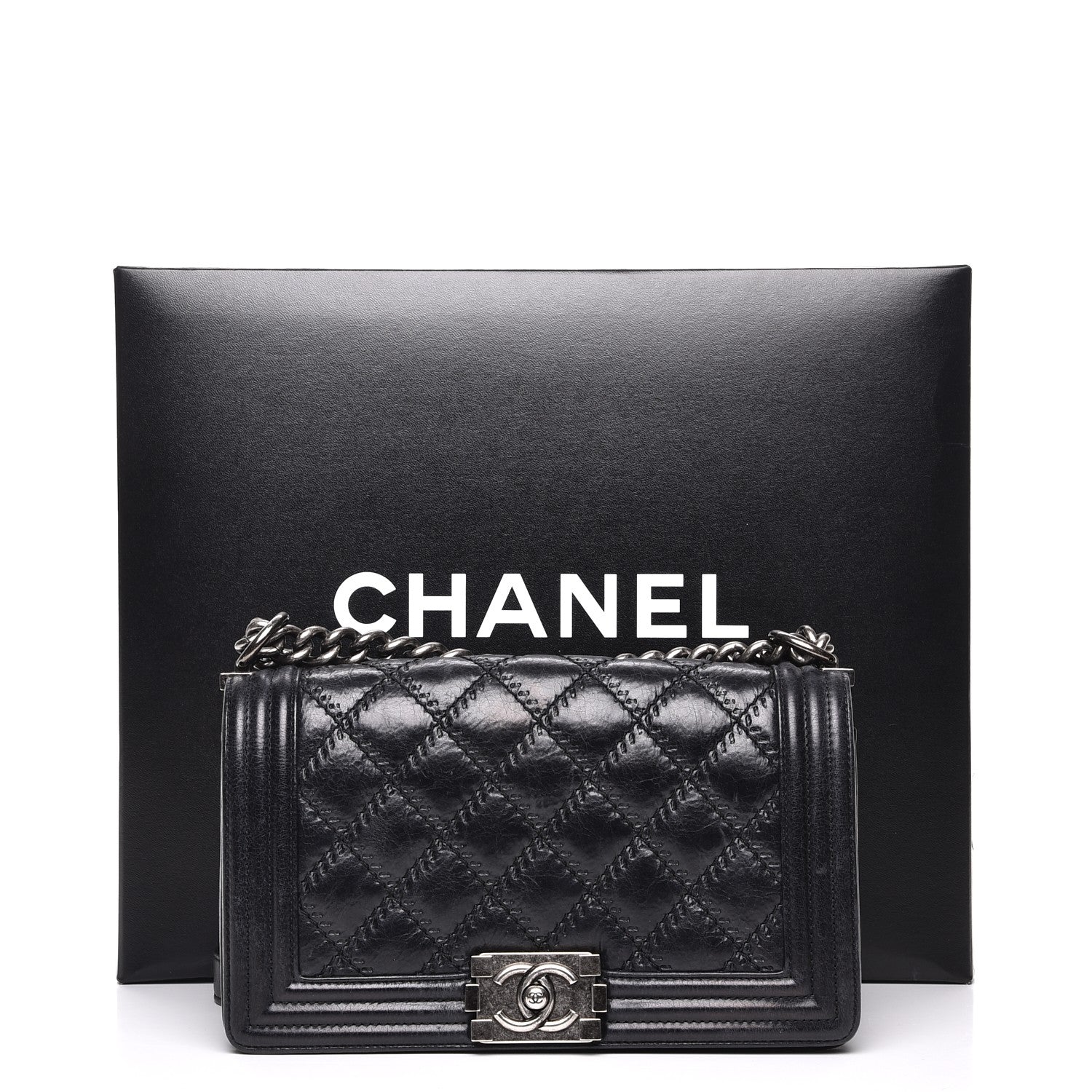 Chanel Calfskin Double Stitch Medium Boy Flap Black 8 of 8
