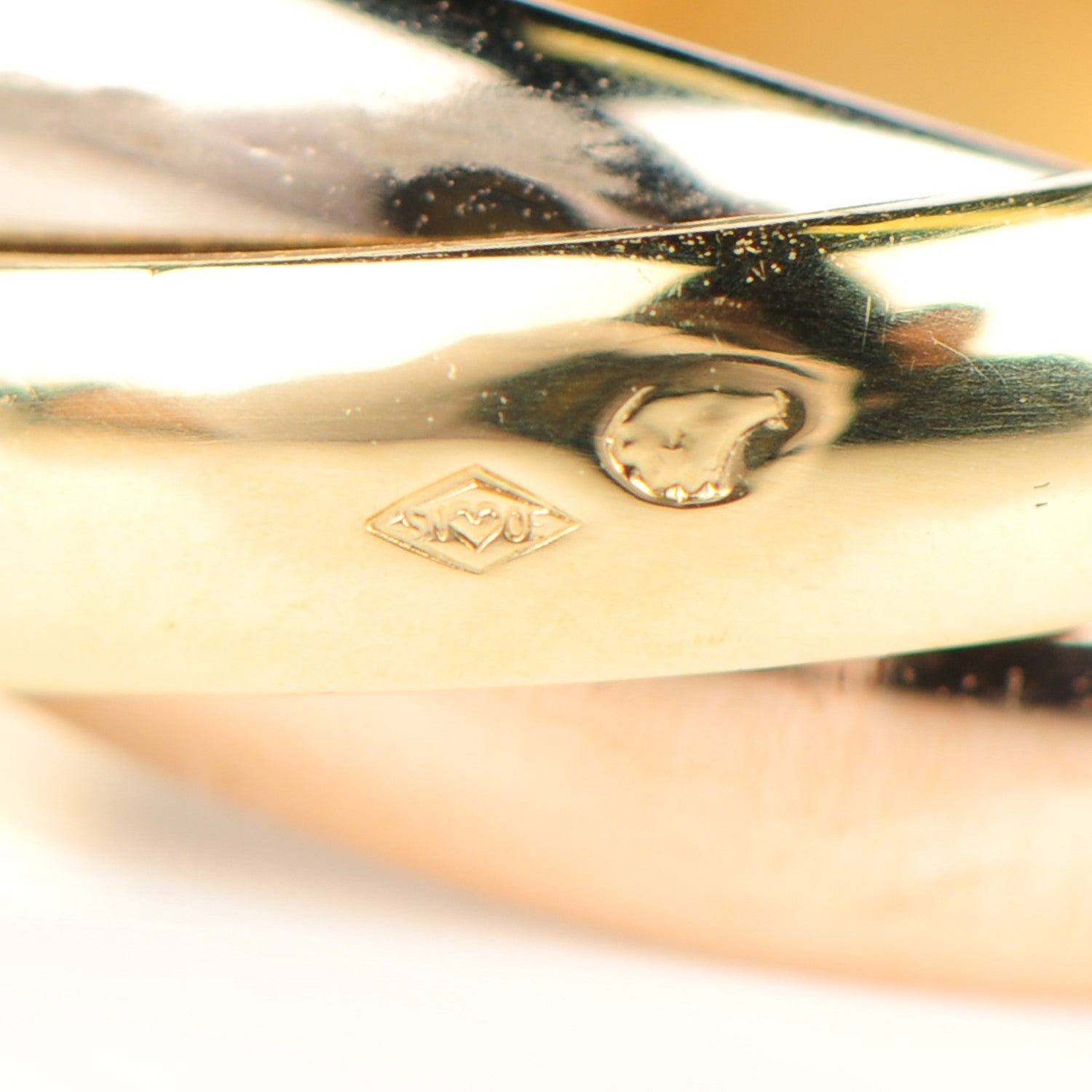 Cartier 18K Pink Yellow White Gold Classic Trinity Ring 46 3.75 8 of 9