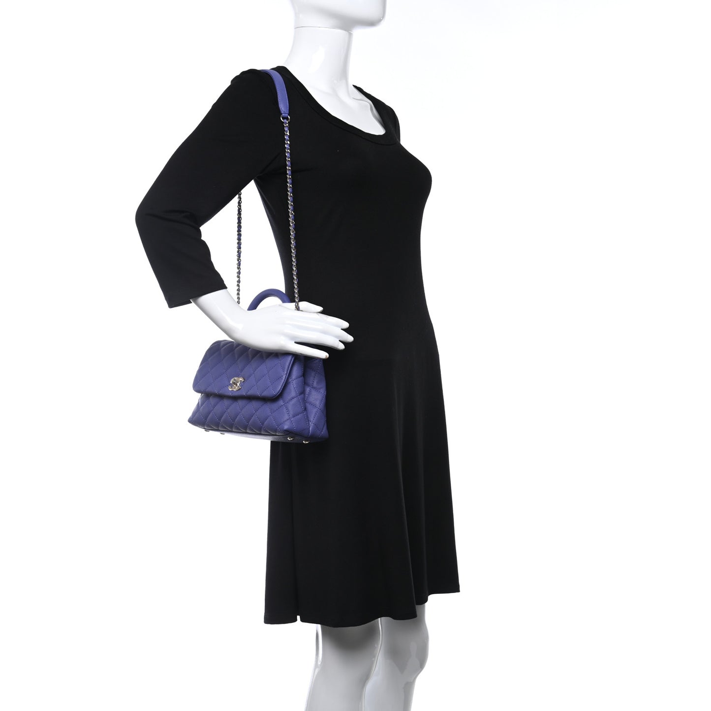 Caviar Quilted Mini Coco Handle Flap Purple
