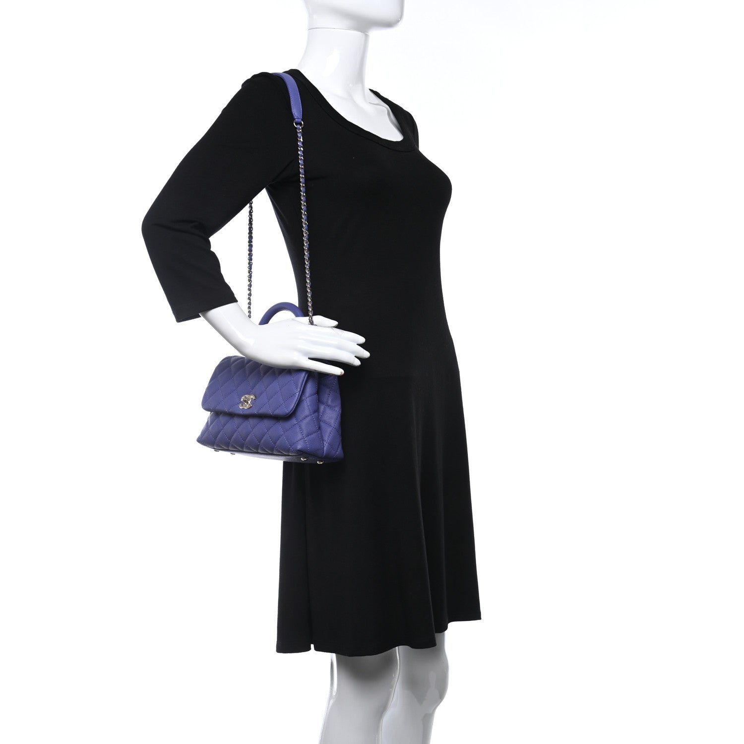Chanel Caviar Quilted Mini Coco Handle Flap Purple 2 of 9