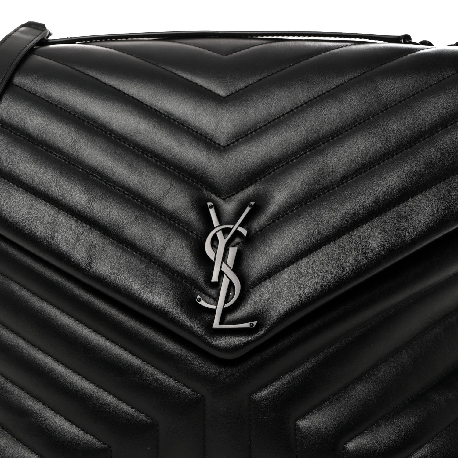 Saint Laurent Calfskin Y Quilted Monogram Monochrome Large Loulou Chain Satchel Black 8 of 10