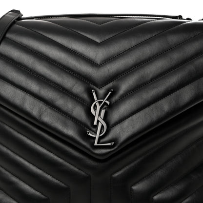 Saint Laurent Calfskin Y Quilted Monogram Monochrome Large Loulou Chain Satchel Black 8 of 10