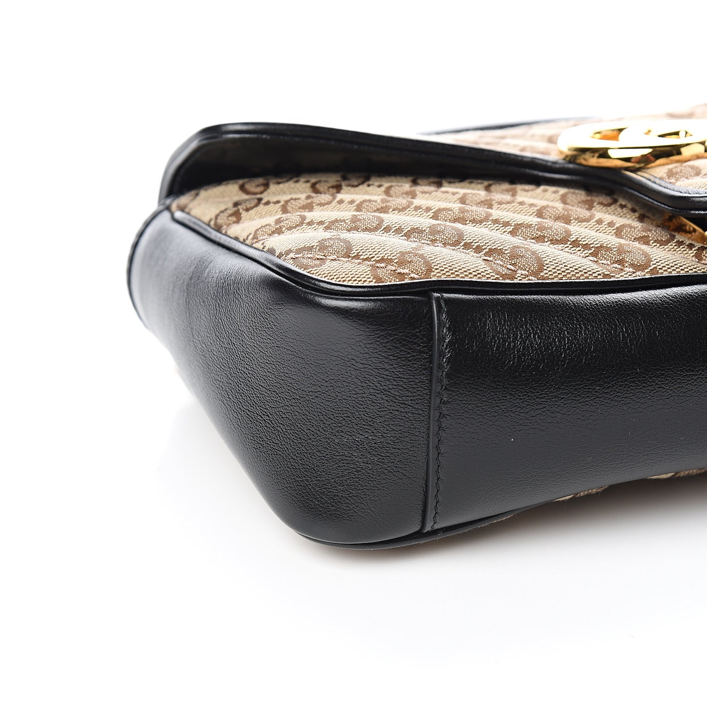 Monogram Matelasse Diagonal Small GG Marmont Shoulder Bag Beige Black