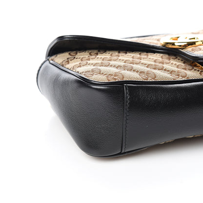 Gucci Monogram Matelasse Diagonal Small GG Marmont Shoulder Bag Beige Black 8 of 10