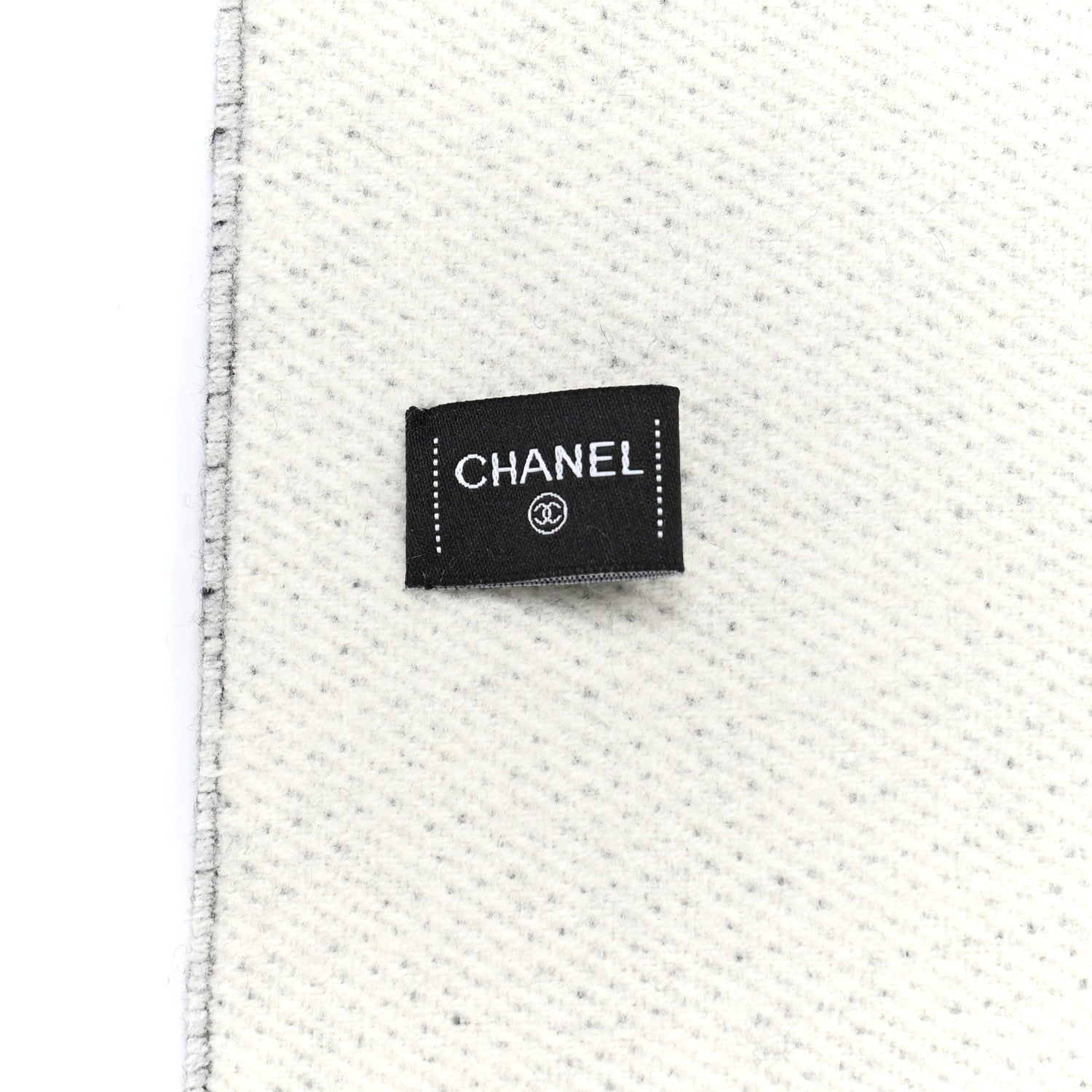 Chanel Cashmere CC Fringe Stole Black White 4 of 4