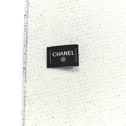 Chanel Cashmere CC Fringe Stole Black White 4 of 4