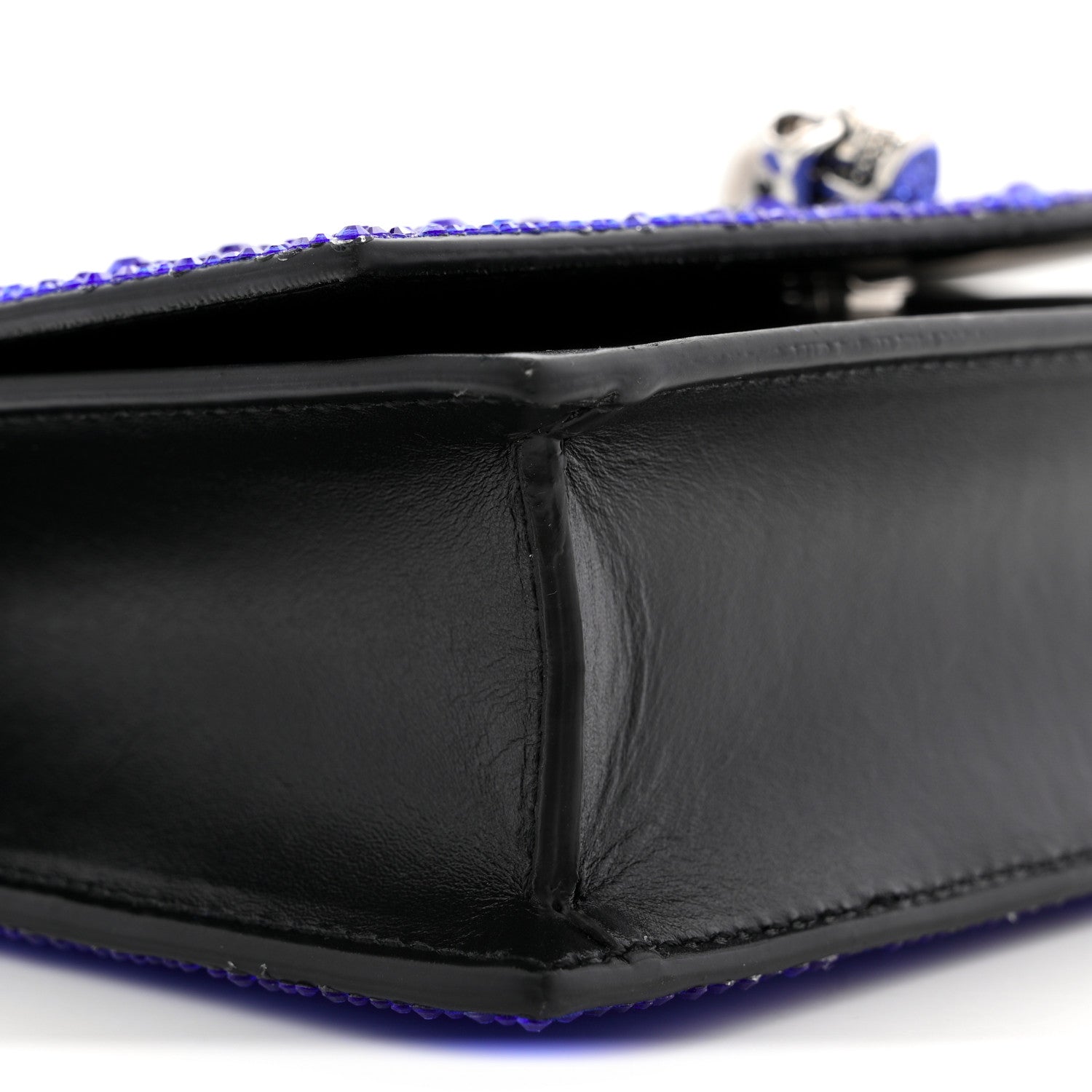 Alexander McQueen Calfskin Crystal Skull Mini Crossbody Bag Electric Blue 8 of 9