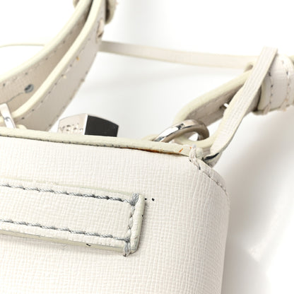 Off-White Saffiano Striped Baby Diag Binder Clip Bag White Black 14 of 14