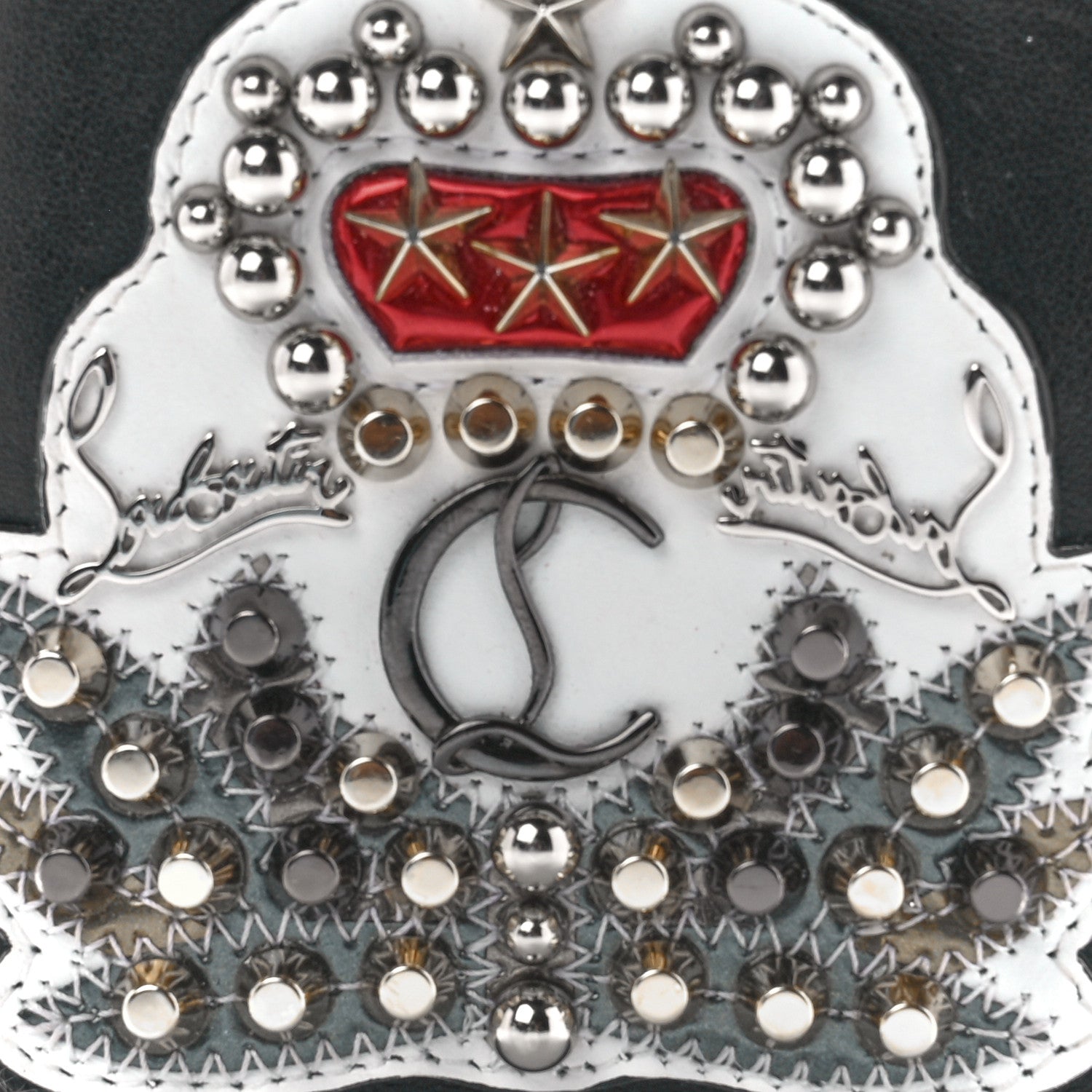 Christian Louboutin Calfskin Embellished Crown Compact Wallet Black 9 of 12