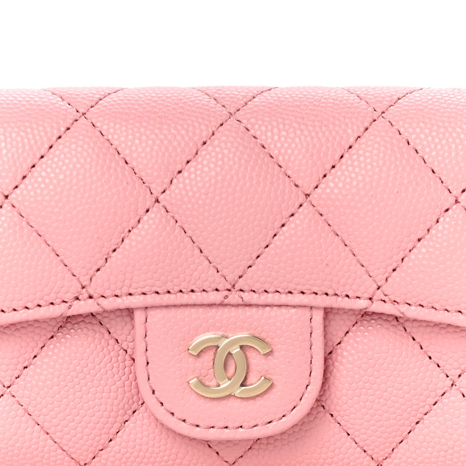 Chanel Caviar Quilted Flap Card Holder Wallet Pink 9 of 12
