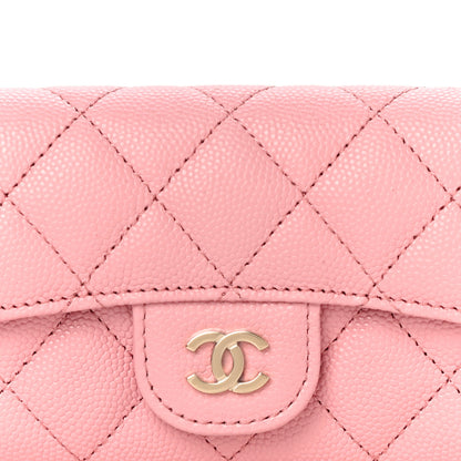 Chanel Caviar Quilted Flap Card Holder Wallet Pink 9 of 12