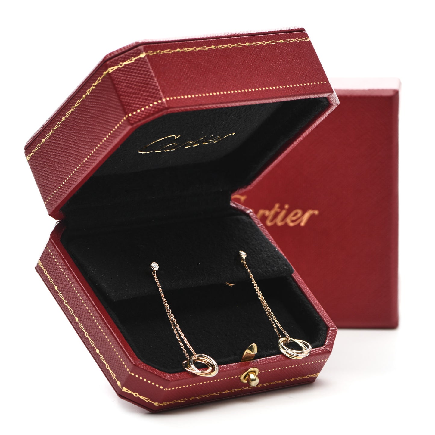 18K Pink Yellow White Gold Diamond Small Trinity Drop Earrings