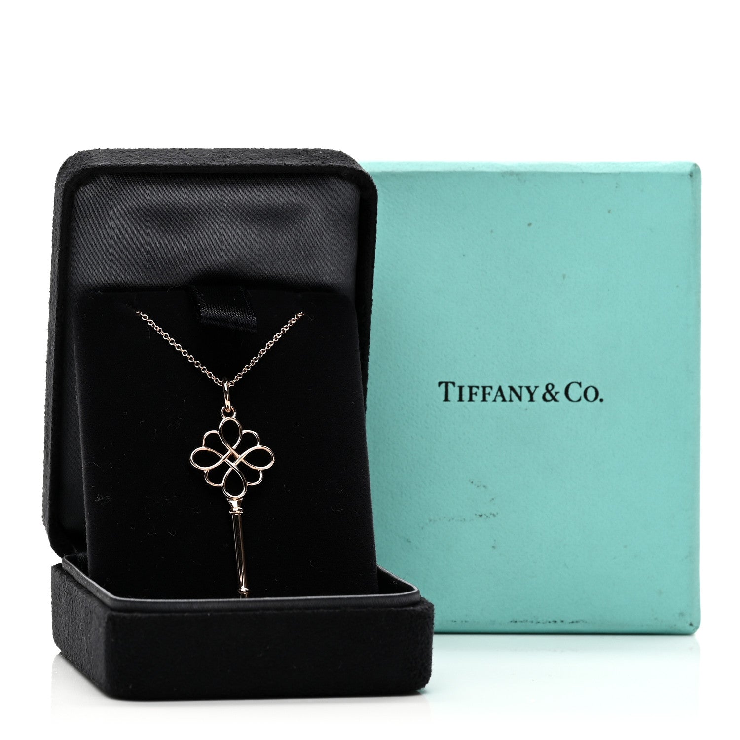 Tiffany 18K Rose Gold Knot Key Pendant Necklace 5 of 5