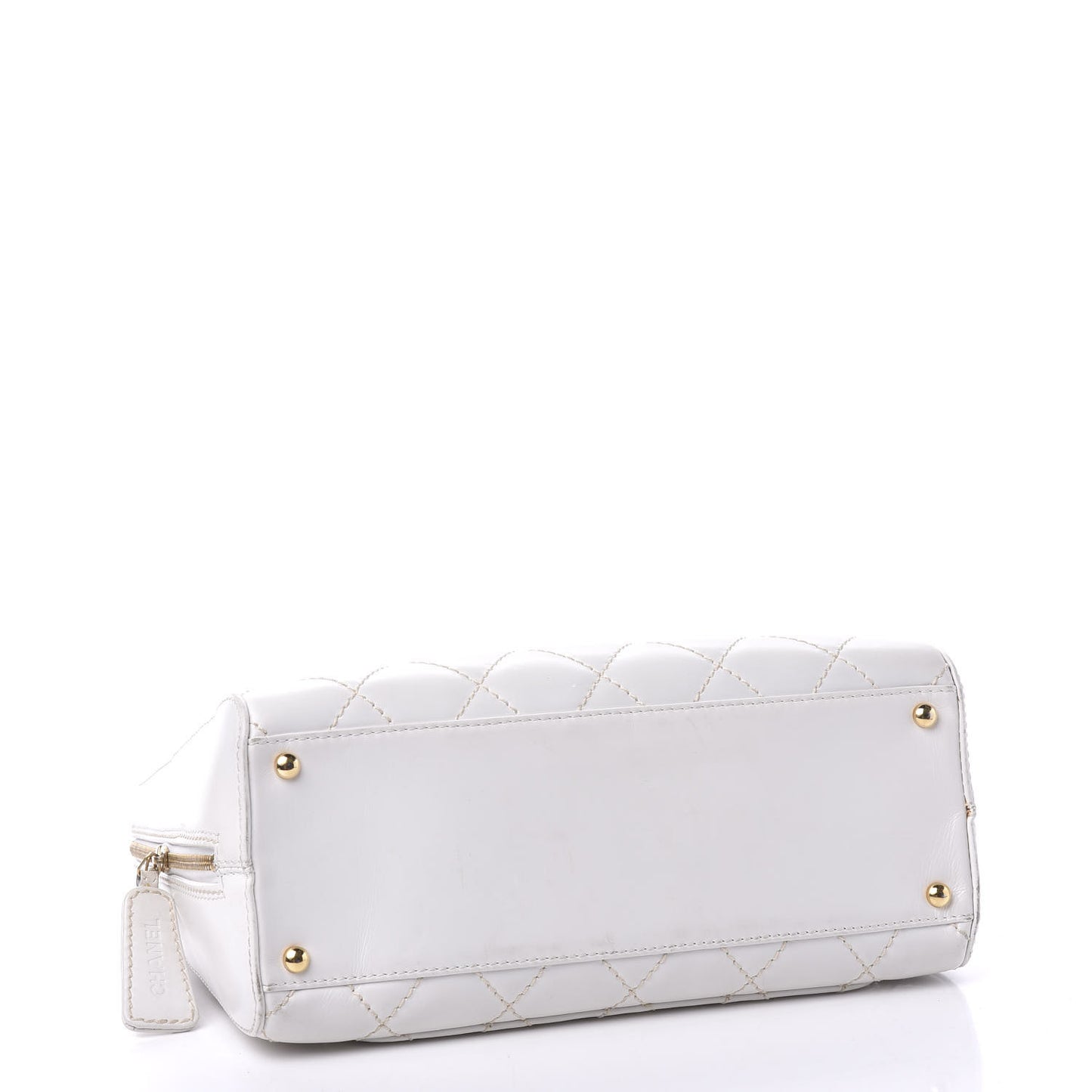 Calfskin Wild Stitch Surpique Top Handle Bag White