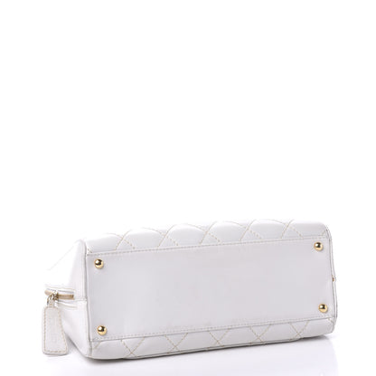 Chanel Calfskin Wild Stitch Surpique Top Handle Bag White 3 of 12