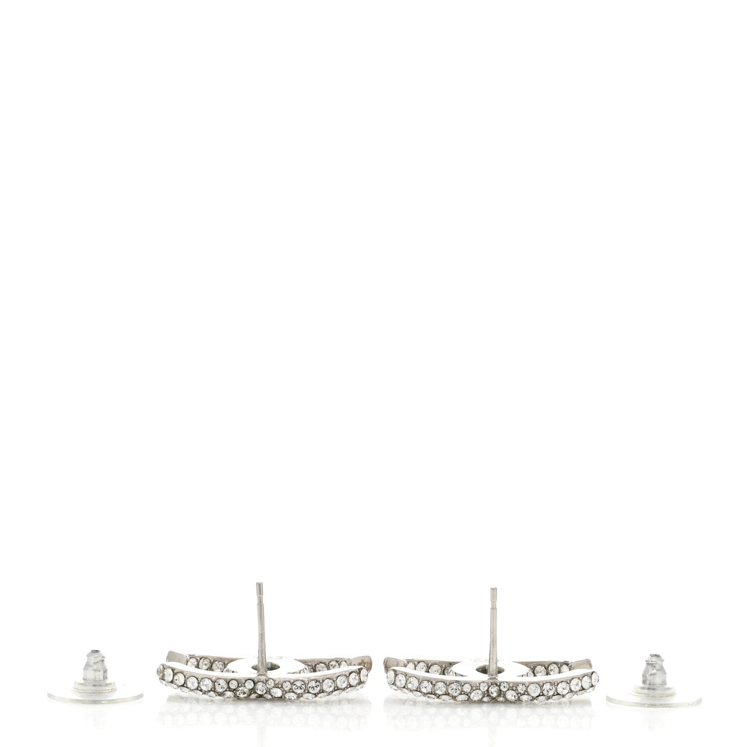 Chanel Crystal CC Treasure Chest Earrings Silver 3 of 5