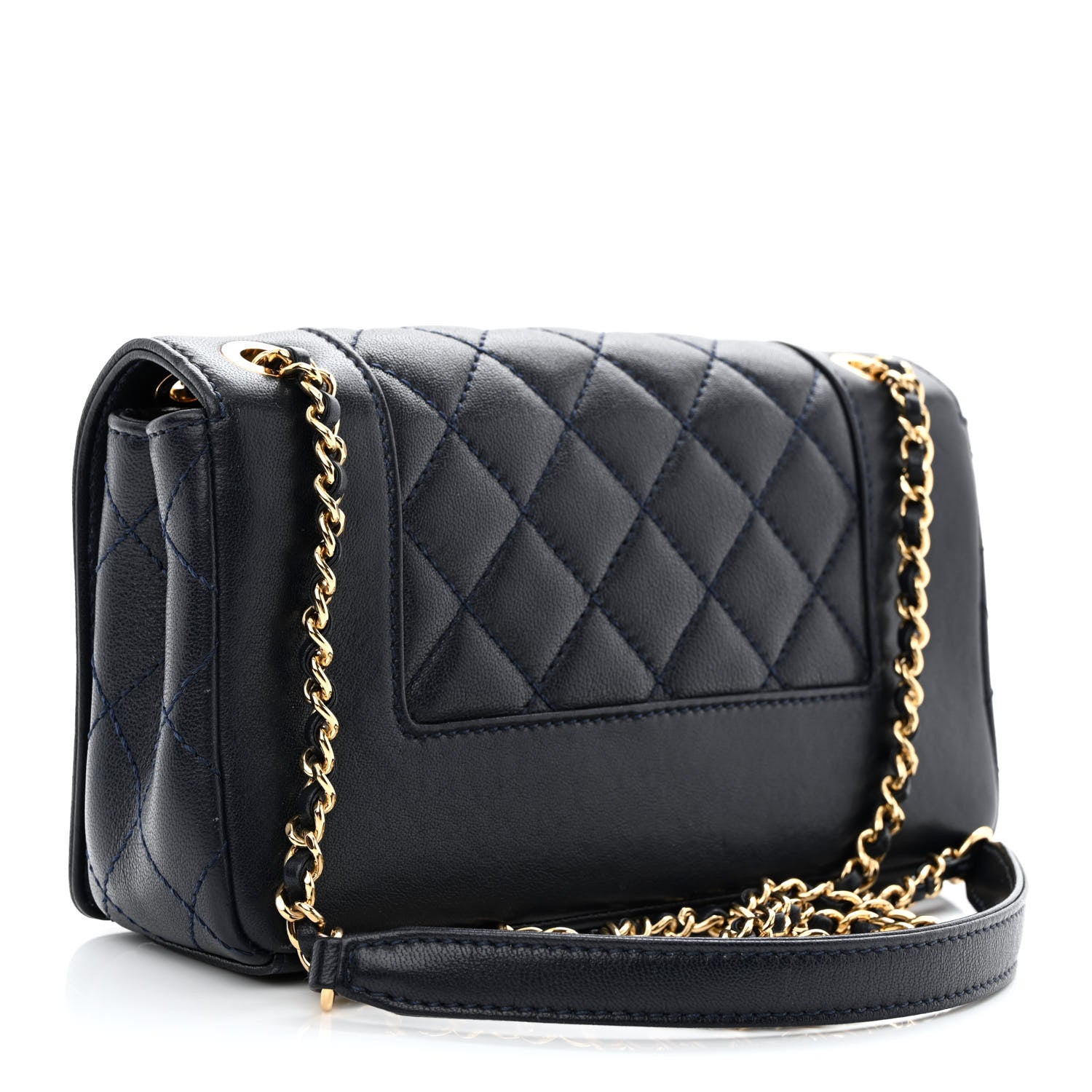 Chanel Sheepskin Quilted Small Vintage Mademoiselle Flap Dark Navy 3 of 13